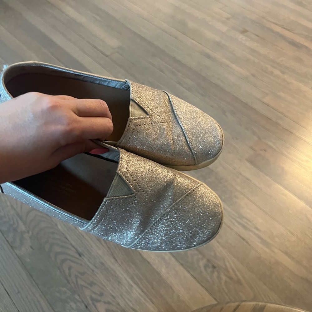 Toms rose gold glittery shoes